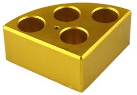 Gold quarter reaction block 4 holes 16ml reaction vessel 21.6mm dia x 31.7mm depth from Scilogex Image