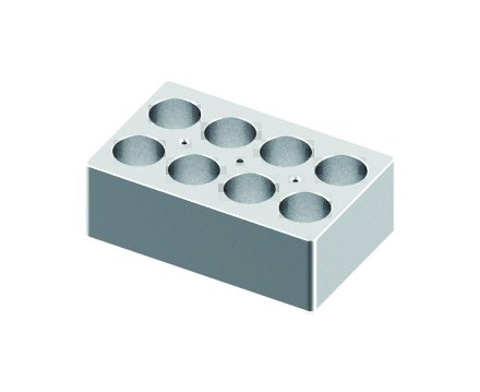 Block, used for 50mL tubes, 8 holes, 29mm diameter (15 x 9.5 x 5cm) from Scilogex Image